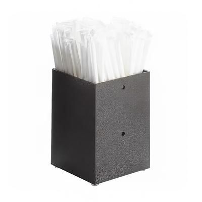 Cal-Mil 787-13 1 Compartment Straw Holder - 4 1/4" x 4 1/4" x 6", Clear, Black