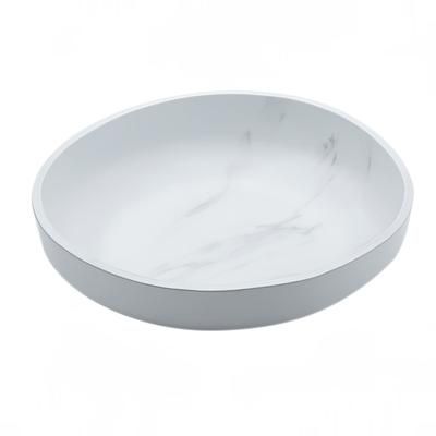 American Metalcraft MWB14 235 oz Round Melamine Serving Bowl, White Marble, Irregular Shape, 14.75" Diameter