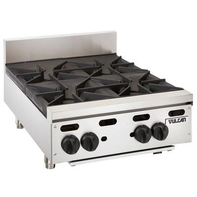 Vulcan VHP424 LP 24" Gas Hotplate w/ 4 Burners & Infinite Controls, Liquid Propane, Stainless Steel, Gas Type: LP