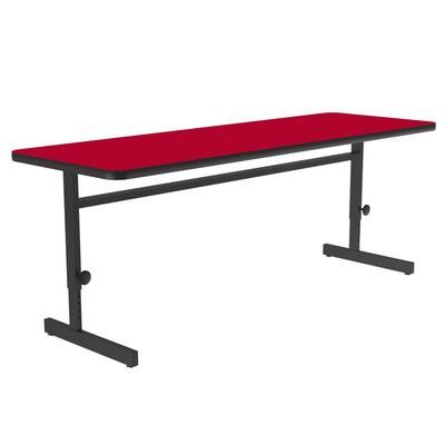 Correll CSA2472-35-09-09 Rectangular Adjustable Height Work Station, 72"W x 24"D - Red/Black T-Mold