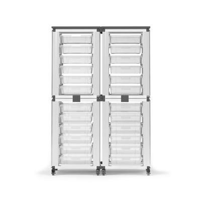 Luxor MBS-STR-22-24S 28 3/4" 4 Stacked Modular Classroom Storage Cabinets w/ 24 Small Bins, Steel, White
