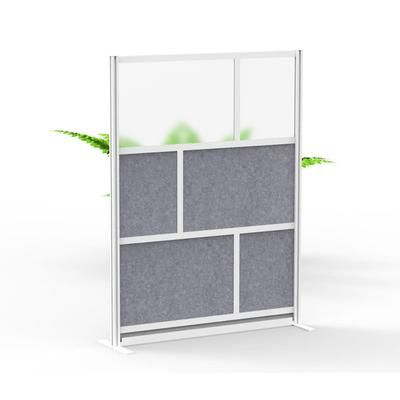 Luxor MW-5370-FCG Modular Room Divider Starter Wall w/ PET & Acrylic Panels, 53"W x 70"H, Gray