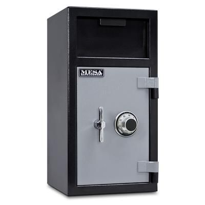 Mesa MFL2714C-ILK BLKGR 1.3 cu ft 2 Compartment Drop Safe w/ Combination Lock, Black / Grey