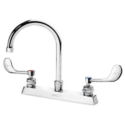 Krowne 15-501L-W-E3 Deck Mount Faucet w/ 6" Gooseneck Spout & VR Wrist Action Handles - 8" Centers, 1.0 GPM