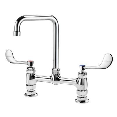 Krowne 15-831L-W-E2 Raised Deck Mount Faucet w/ 6" Double Bend Spout & Wrist Action Handles - 8" Centers, 0.5 GPM