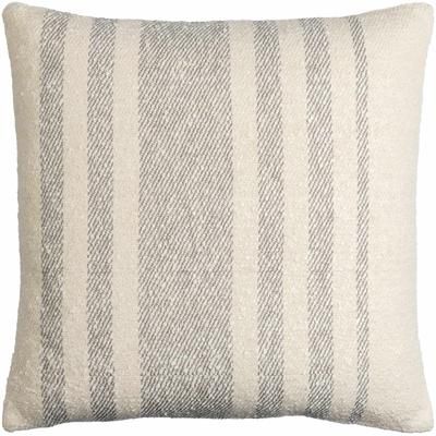 Sadie 18" Square Cottage Cotton Pearl/Sterling Gray/White/Light Silver/Metallic Silver/Sage Throw Pillow - Boutique Rugs