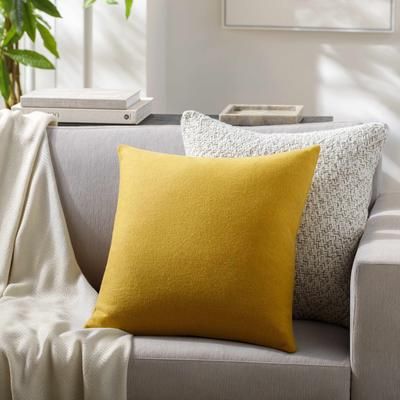 Meabh 22" Square Modern Wool Mustard Throw Pillow - Boutique Rugs
