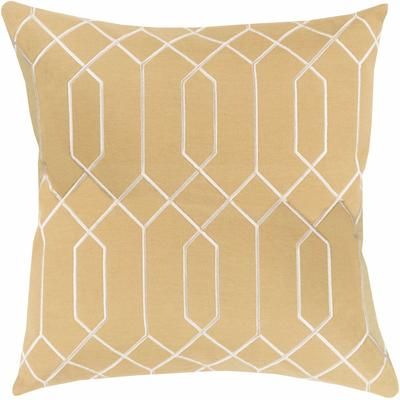 Kunle 18" Square Traditional Mustard/Ivory Throw Pillow - Boutique Rugs