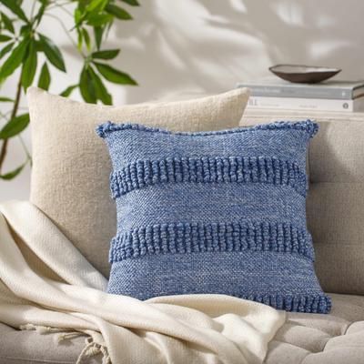 Lilia 18" Square Modern Beetle Blue/Gray/Medium Gray/Slate Blue/Marine Blue/Metallic Silver Outdoor Throw Pillow - Boutique Rugs