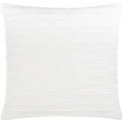 Lucia 18" Square Cottage Cotton Off White/Light Silver/White Lumbar Pillow - Boutique Rugs