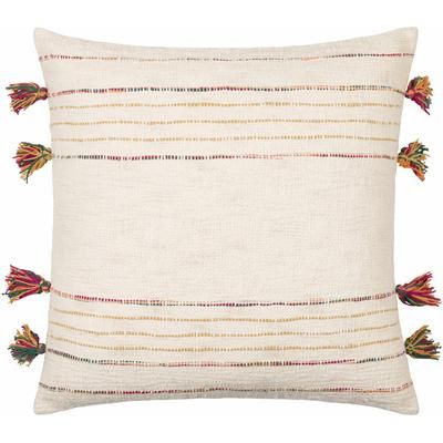 Layan 20" Square Cotton Pale Pink/Pearl/Ivory/Bright Red/Orange/Green Throw Pillow - Boutique Rugs