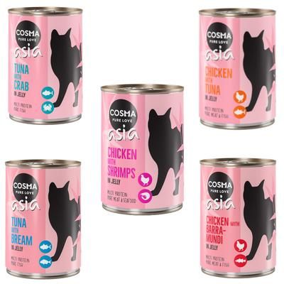 Cosma Thai / Asia in gelatina Pacco misto umido per gatto - 6 x 400 g: 1 gusto al Tonno + 4 gusti al Pollo