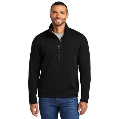 Port Authority F426 Arc Sweater Fleece 1/4-Zip in Deep Black size XS | Polyester