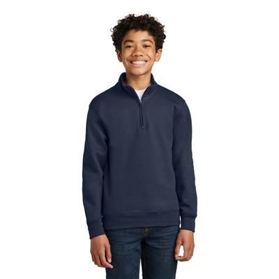 Port & Company PC78YQ Youth Core Fleece 1/4-Zip Pullover Sweatshirt in Navy Blue size XL | Cotton Polyester