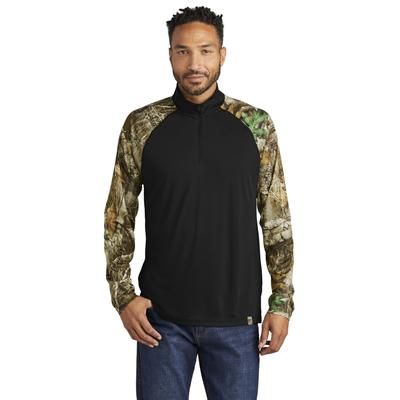 Russell Outdoors RU152 Realtree Colorblock Performance 1/4-Zip T-Shirt in Black/Realtree Edge size Medium | Polyester