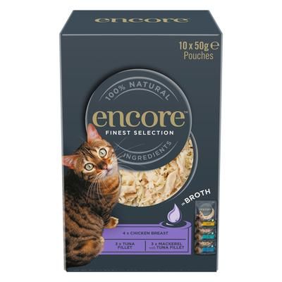 10x50g Finest Selection Pouch in Broth Encore Wet Cat Food