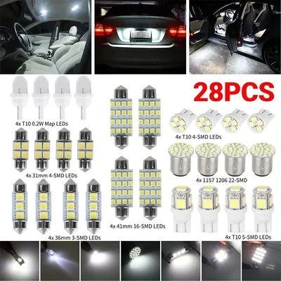 28pcs Car Interior Combo Kit lampadina a Led 12v 6000k Map Dome Door Trunk lampadine targa