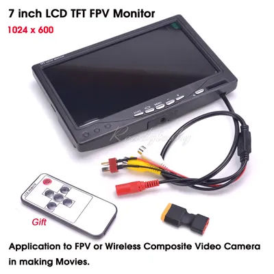 New 7" FPV Color 1024 x 600 FPV Monitor Video Screen 7 Inch for FPV RC Multicopter Frame Wireless Composite Video Camera