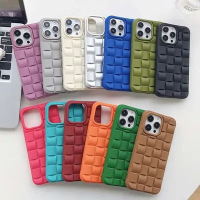 Skin Feeling 3D Cube Style Case For iPhone 16 15 14 13 12 11 Pro Max Soft TPU Pure Color