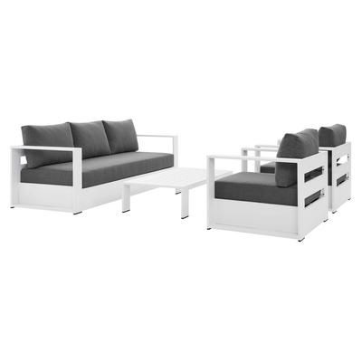 Tahoe Outdoor Patio Powder-Coated Aluminum 4-Piece Set - East End Imports EEI-5749-WHI-CHA