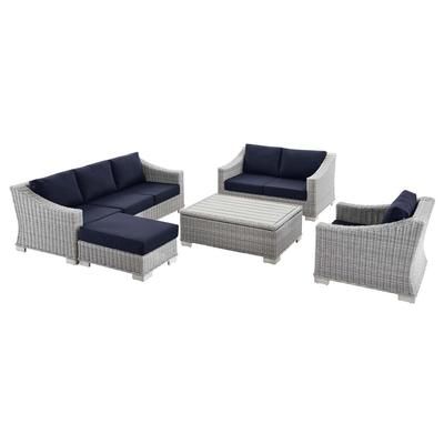 Conway 5-Piece Outdoor Patio Wicker Rattan Furniture Set - East End Imports EEI-5092-NAV