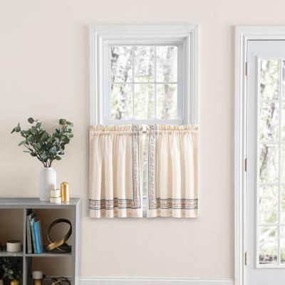 Wide Width Richmark Curtain Tailored Tiers by Ellis Curtains in Natural (Size 70" W 36" L)