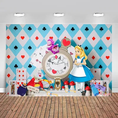 Alice In Wonderland Theme Photography Backdrops Baby Girl Birthday Party Photo Background Studio