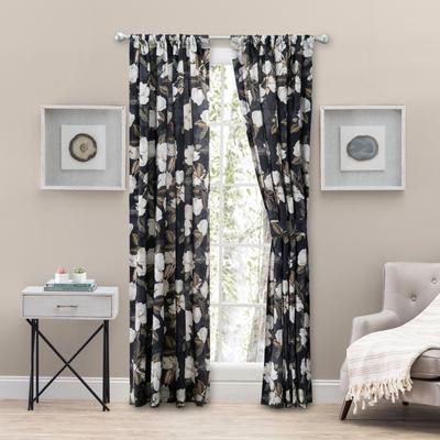 Magnolia Curtain Lined Panel Pair Tiebacks by Ellis Curtains in Black (Size 100"W 63" L)