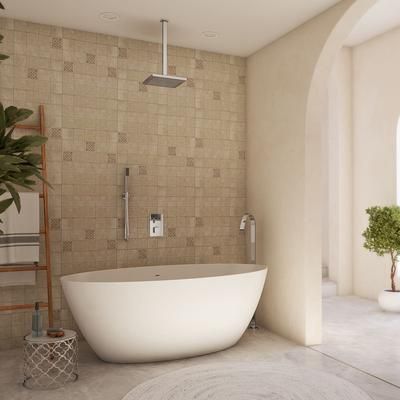 Randolph Morris Costera Resin Double Ended Gloss Tub with Thermostatic Shower Set COSTERA-THERMO-PKG-SQ12-C-C