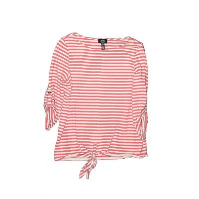 Jones New York 3/4 Sleeve Top Pink Stripes Boatneck Tops - Kids Girl's Size Small