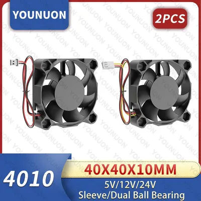 DC 24V 12V 5V 40mm x 40mm x 10mm 2-Pin Ball Bearing Computer PC Case Cooling Fan 4010
