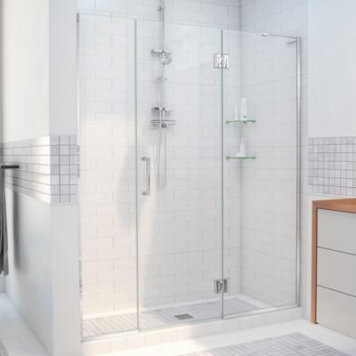 Dreamline DreamLine Unidoor-X 68 - 68 1/2 inch W x 72 inch H Frameless Hinged Shower Door in Chrome - Right Wall Installation D3301472R-01