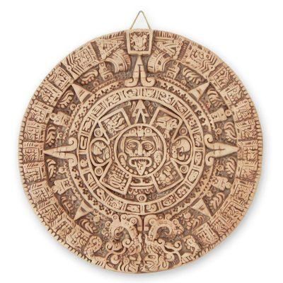 Ceramic plaque, 'Natural Aztec Sun Stone'