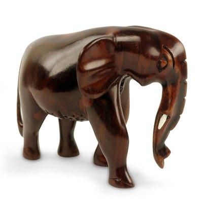 Ebony wood sculpture, 'African Bush Elephant'