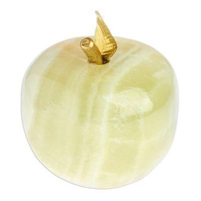 Eris Apple,'Onyx and Brass Apple Sculpture from Mexico'