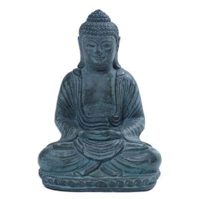 Serene Meditation,'Artisan Crafted Meditating Buddha Cast Stone Sculpture'