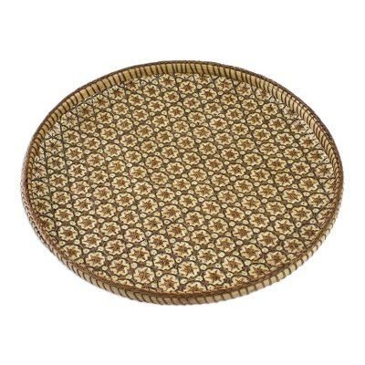 Presenting Pikul,'Handcrafted Woven Flower Motif Rattan Tray (10 inch)'