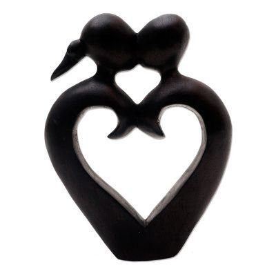 Engaged in a Kiss,'Romantic Wood Sculpture of Couple Kissing'