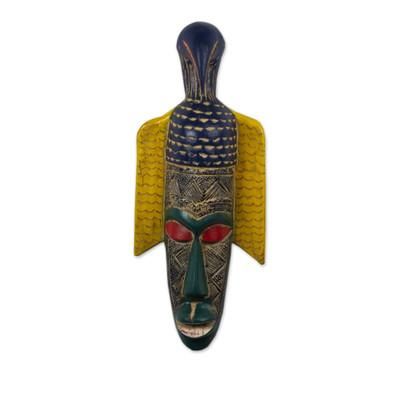 Ganyo,'Handcrafted Bird Sese Wood Mask from Ghana'