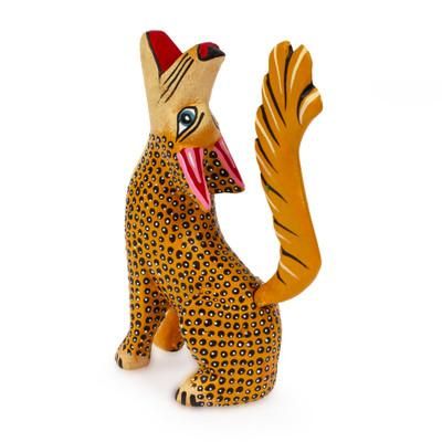 Yellow Coyote,'Artisan Crafted Wood Alebrije'