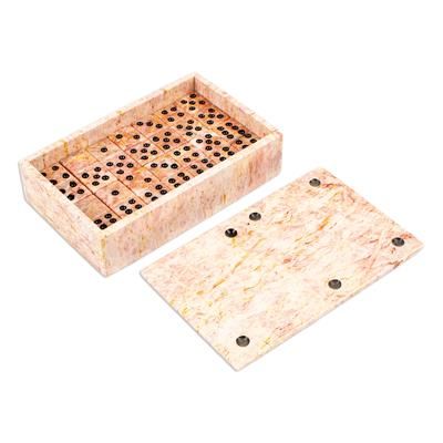 Pink Domino,'Light Rose Marble 28-Piece Domino Set Mexico'