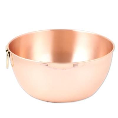 'High-Polished Copper Bowl with Brass Handle Crafted in India'