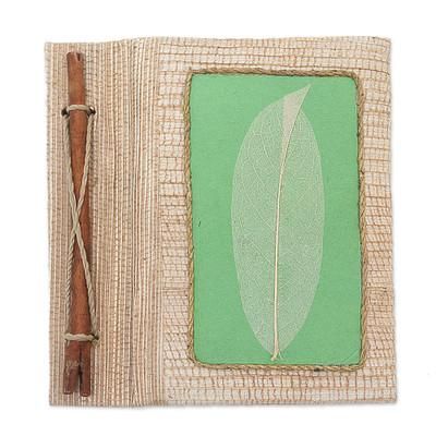 Green Leaf,'Handmade Eco-Friendly Natural Fiber Leaf Journal in Green'