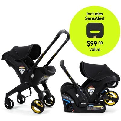 Doona+ Infant Car Seat & Stroller + SensAlert Pad Bundle - Midnight