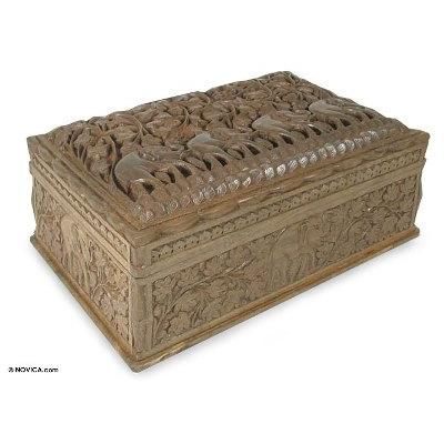 Elephant Trek,'Walnut jewelry box'
