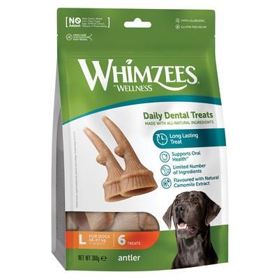 6x Size L Antler Whimzees by Wellness Dental Dog Snacks