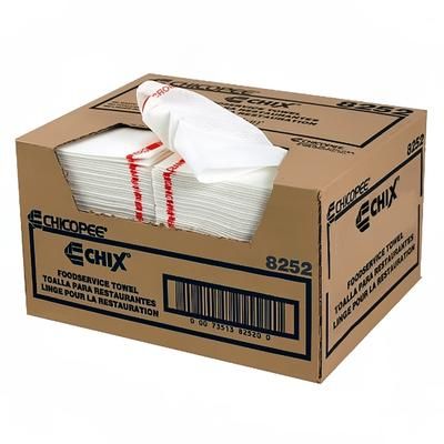 Chicopee 8252 Chix Multi-Day Antimicrobial Foodservice Towel - 13" x 21", White, White with Red Stripe
