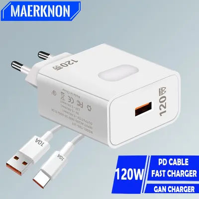 120W GaN USB chargeur rapide 3.0 charge rapide Type C câble adaptateur de chargeur de téléphone portable pour Xiaomi Samsung iPhone chargeur