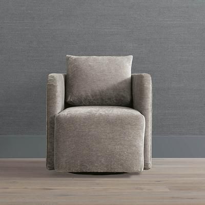 Marlow Swivel Chair - Platinum Velvet - Frontgate
