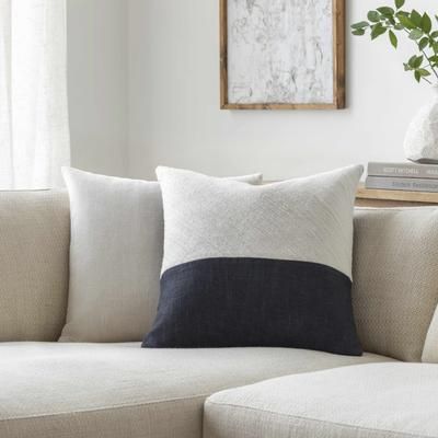 Sania 18" Square Modern Off White/Onyx Throw Pillow - Boutique Rugs